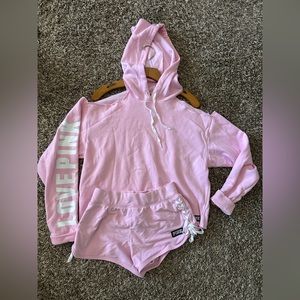 Pink short and hoodie set